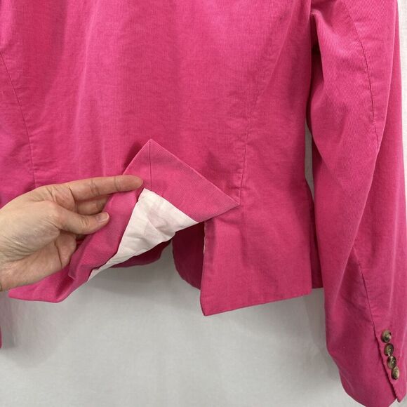 Isaac Mizrahi Pink Corduroy Barbiecore Blazer Jacket Career Womens Size M Career - Picture 13 of 13